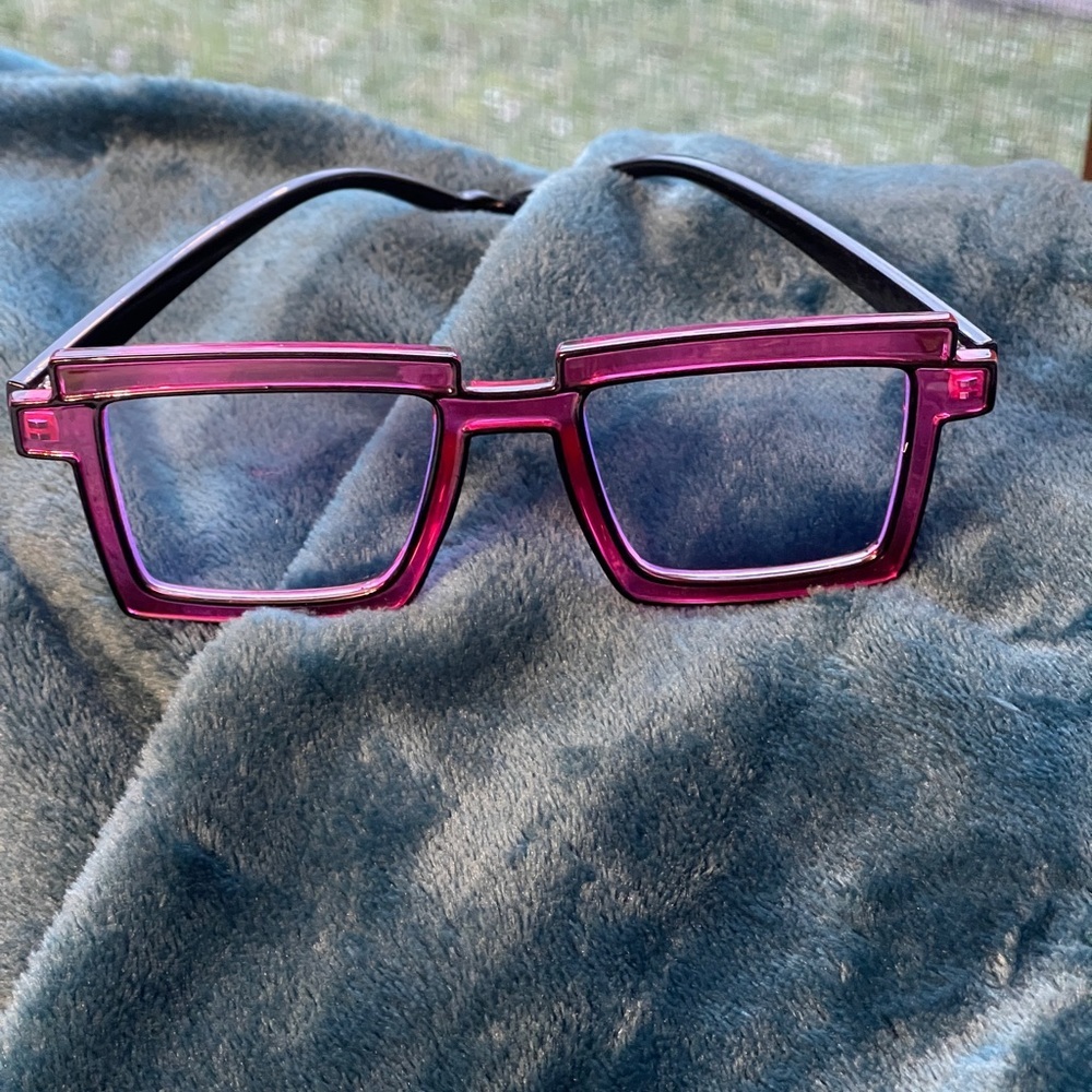 Manga Cartoon Anti-blue Light Color block Eyeglasses In Purple/Red - Picture 7 of 12
